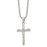 Chisel Stainless Steel Polished Crucifix Pendant on a 20 inch Ball Chain Necklace